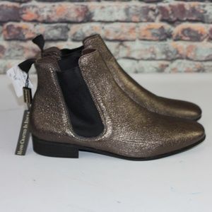 Boemos Leather Metallic Ankle Boots